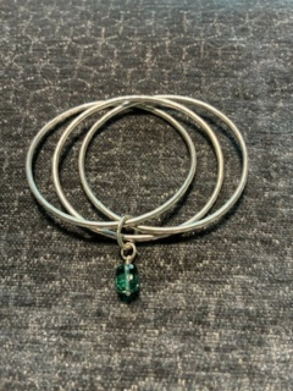 James Avery Linked Bangle Bracelets with Faceted Green Amethyst Charm